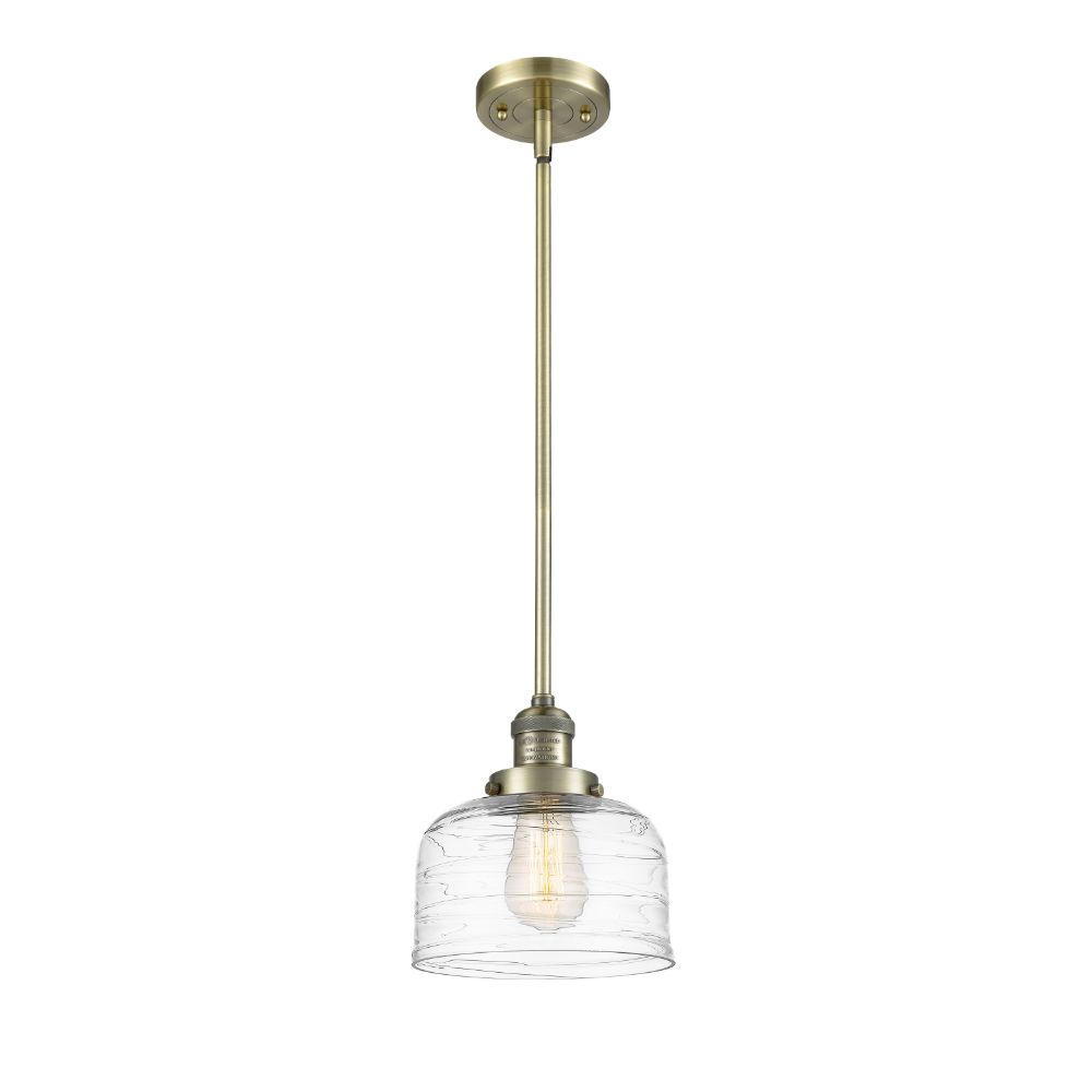 Innovations 201S-AB-G713 Large Bell 1 Light Mini Pendant in Antique Brass