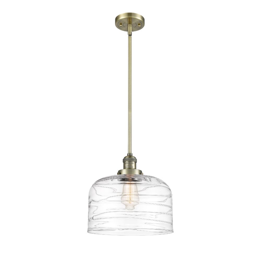 Innovations 201S-AB-G713-L-LED Bell Mini Pendant in Antique Brass