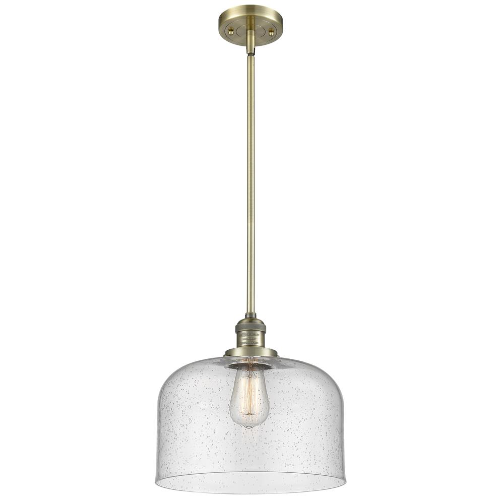 Innovations 201S-AB-G74-L-LED 1 Light Vintage Dimmable LED X-Large Bell 12 inch Pendant