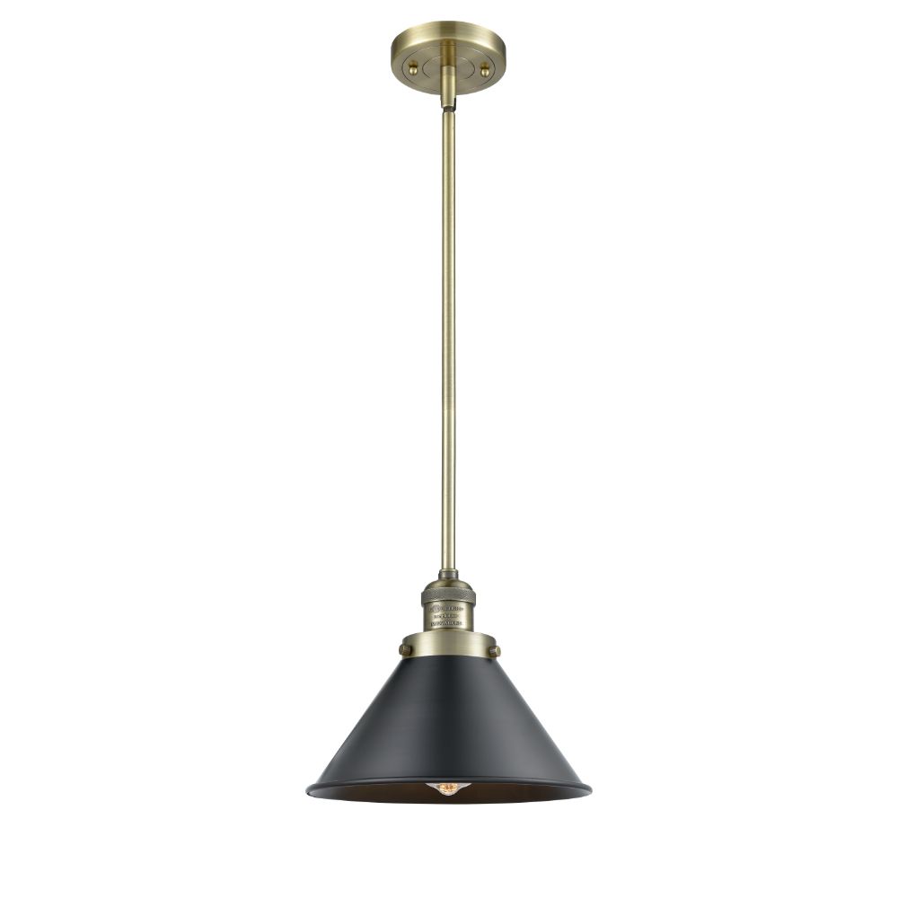 Innovations 201S-AB-M10-BK Briarcliff 1 Light Mini Pendant part of the Franklin Restoration Collection in Antique Brass