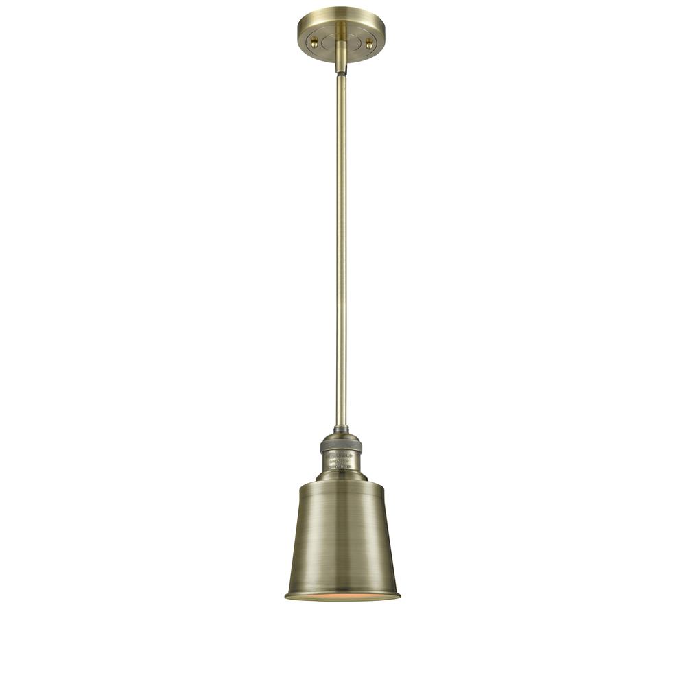 Innovations 201S-AB-M9-AB Addison 1-100 watt 5 inch Antique Brass Mini Pendant with Brushed Brass Addison shades and Solid Brass Hang Straight Swivel