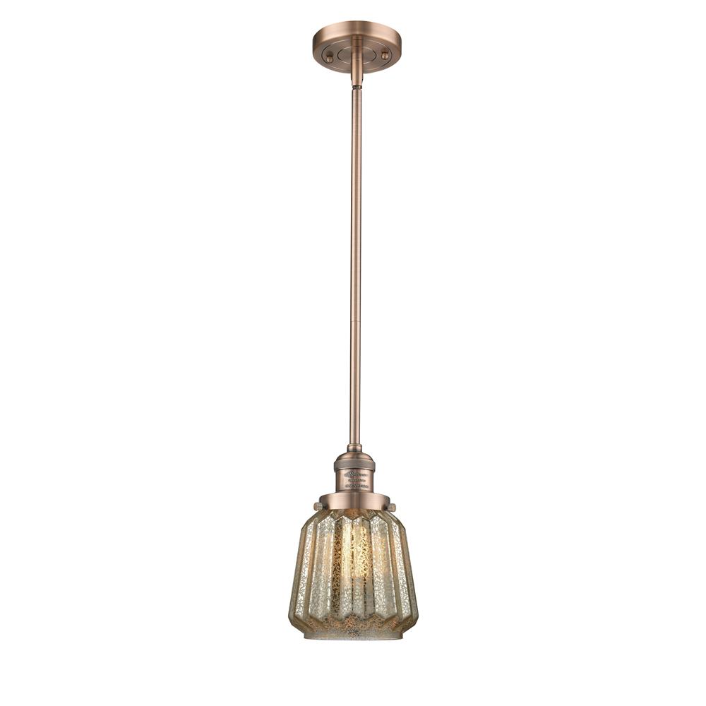 Innovations 201S-AC-G146-LED 1 Light Vintage Dimmable LED Chatham 6 inch Mini Pendant in Antique Copper