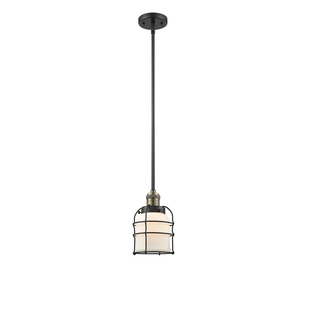 Innovations 201S-BAB-G51-CE Black Antique Brass Small Bell Cage 1 Light Mini Pendant