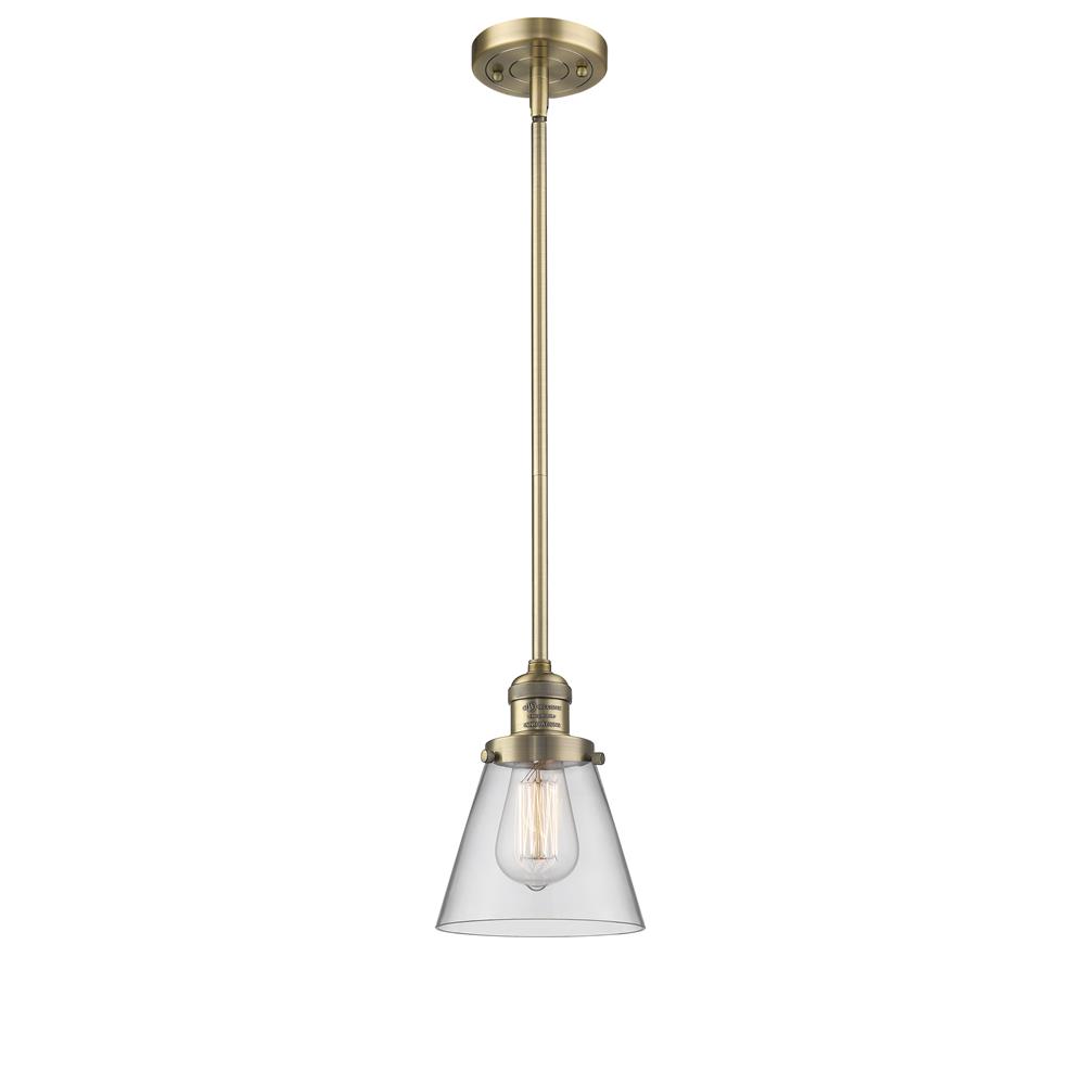 Innovations 201S-BB-G62-LED 1 Light Vintage Dimmable LED Small Cone 6 inch Mini Pendant in Brushed Brass