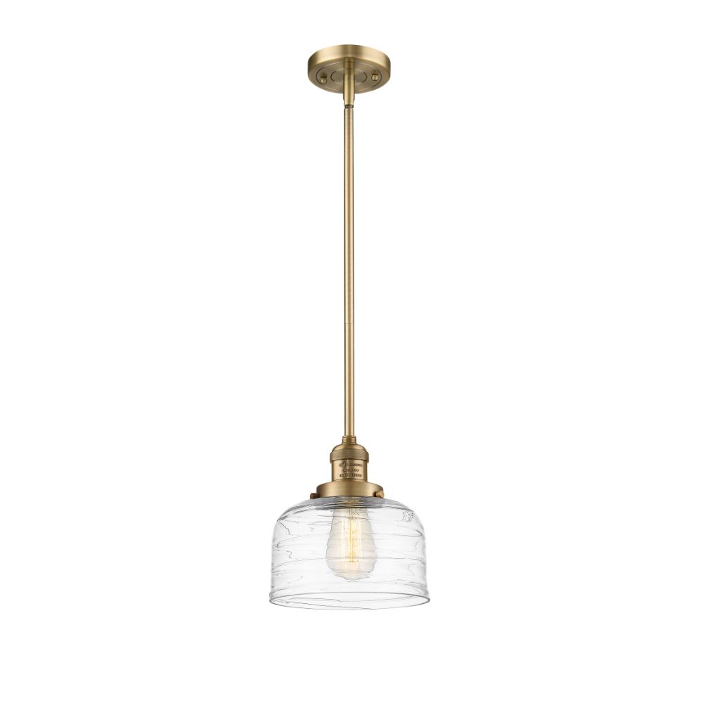 Innovations 201S-BB-G713 Large Bell 1 Light Mini Pendant in Brushed Brass