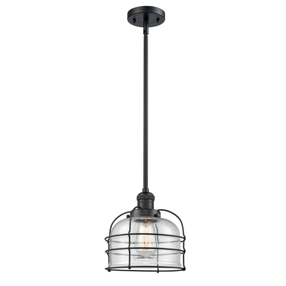 Innovations 201S-BK-G74-CE 1 Light Large Bell Cage 8 inch Mini Pendant