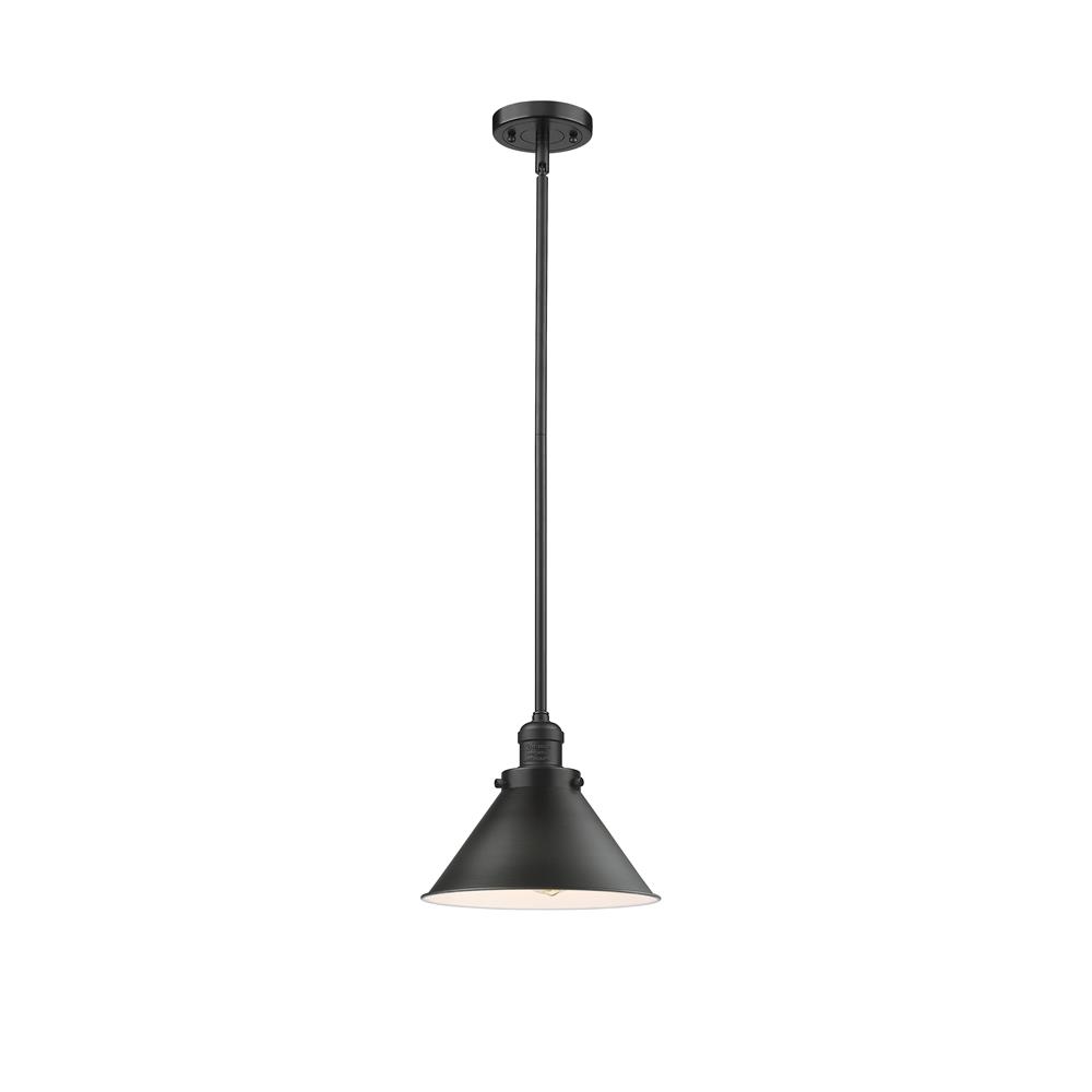 Innovations 201S-OB-M10-OB-LED Briarcliff Vintage Dimmable LED 10 inch Oil Rubbed Bronze Mini Pendant with Oil Rubbed Bronze Briarcliff shades and Solid Brass Hang Straight Swivel