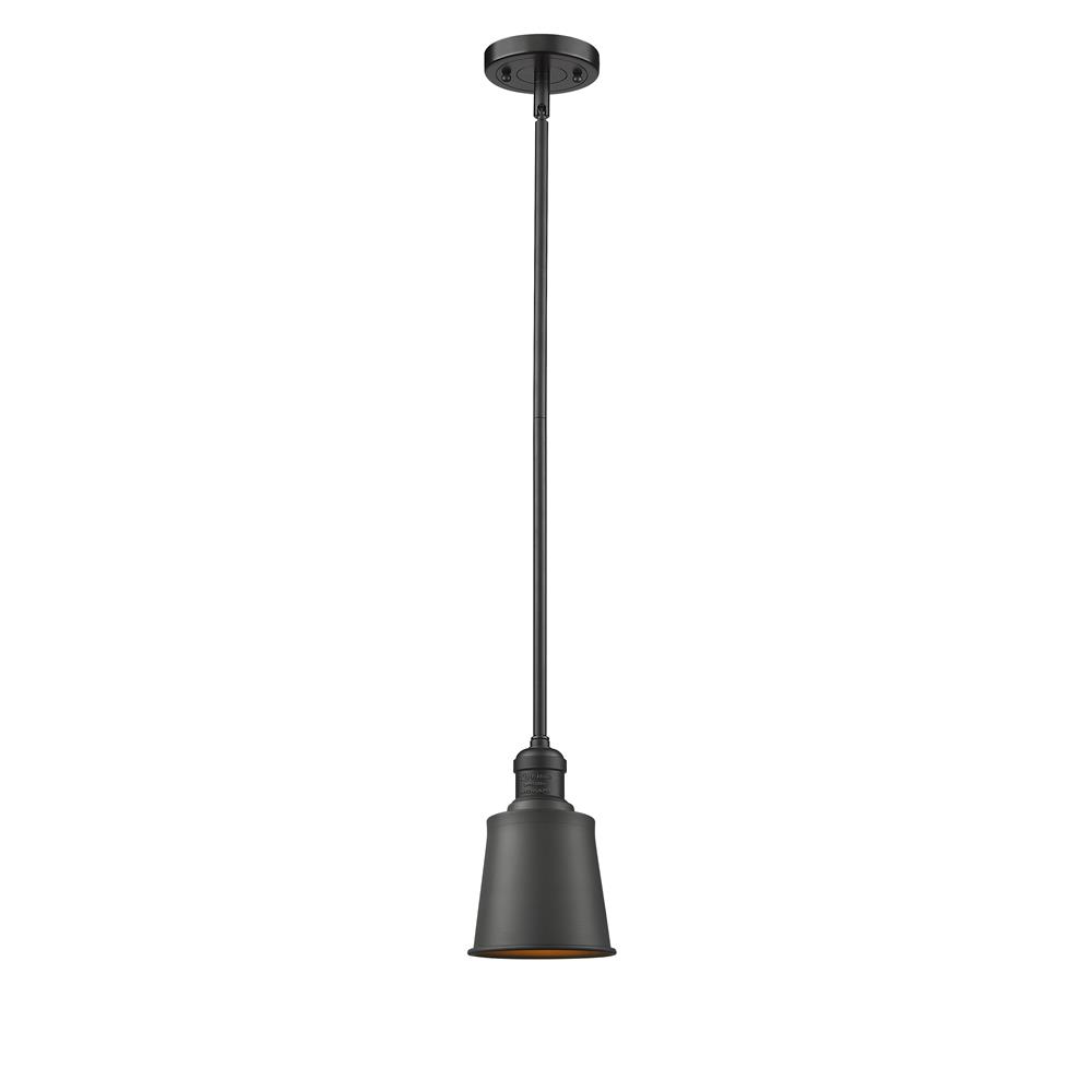 Innovations 201S-OB-M9-OB Addison 1-100 watt 5 inch Oil Rubbed Bronze Mini Pendant with Oil Rubbed Bronze Addison shades and Solid Brass Hang Straight Swivel