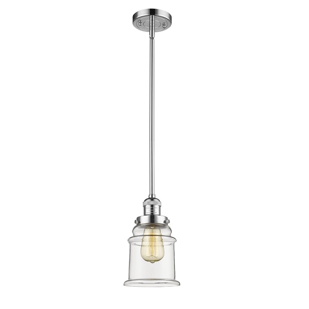 Innovations 201S-PC-G182-LED Canton Vintage Dimmable LED 6.5 inch Polished Chrome Mini Pendant with Clear glass and Solid Brass Hang Straight Swivel