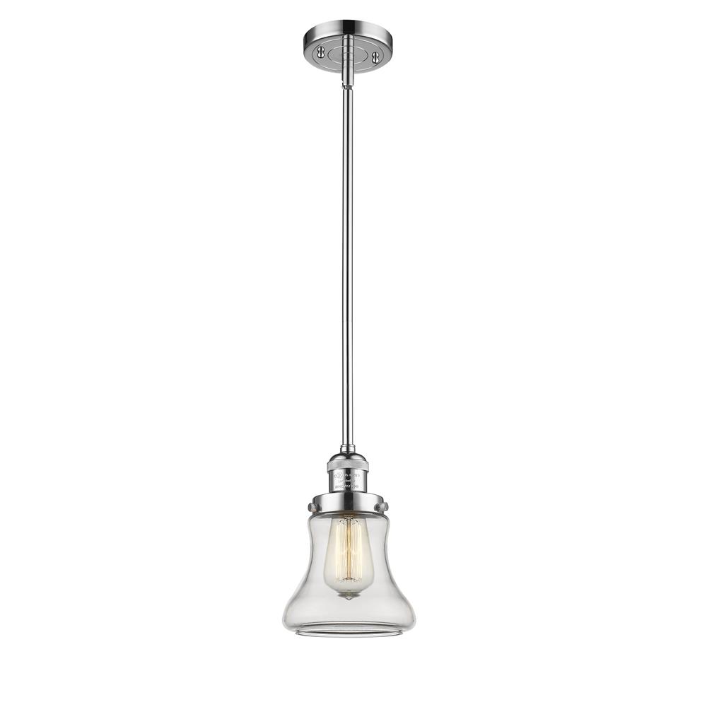 Innovations 201S-PC-G192 Bellmont 1-100 watt 6.5 inch Polished Chrome Mini Pendant with Clear glass and Solid Brass Hang Straight Swivel