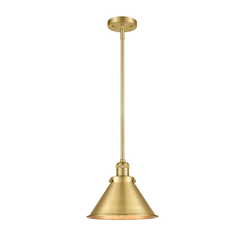 Innovations 201S-SG-M10-SG-LED Briarcliff Mini Pendant 1 Light  in Satin Gold with Satin Gold Briarcliff Cone Metal Shade