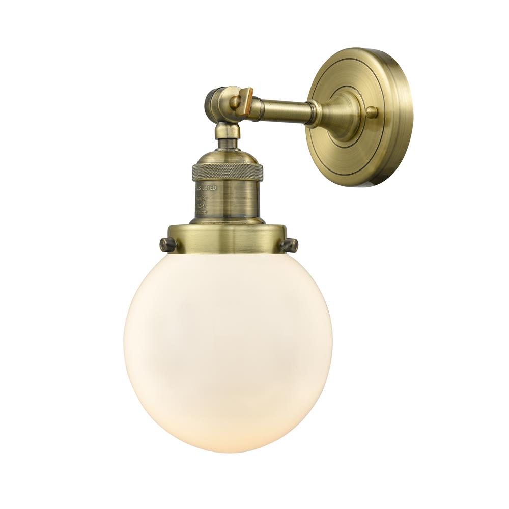Innovations 203-AB-G201-6 1 Light Beacon 6 inch Sconce in Antique Brass