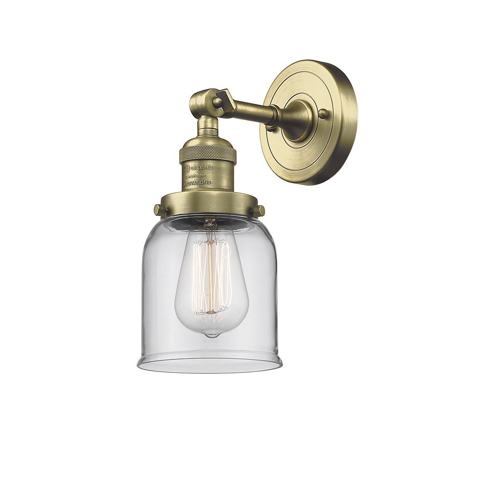 Innovations 203-AB-G52-LED 1 Light Vintage Dimmable LED Small Bell 5 inch Sconce