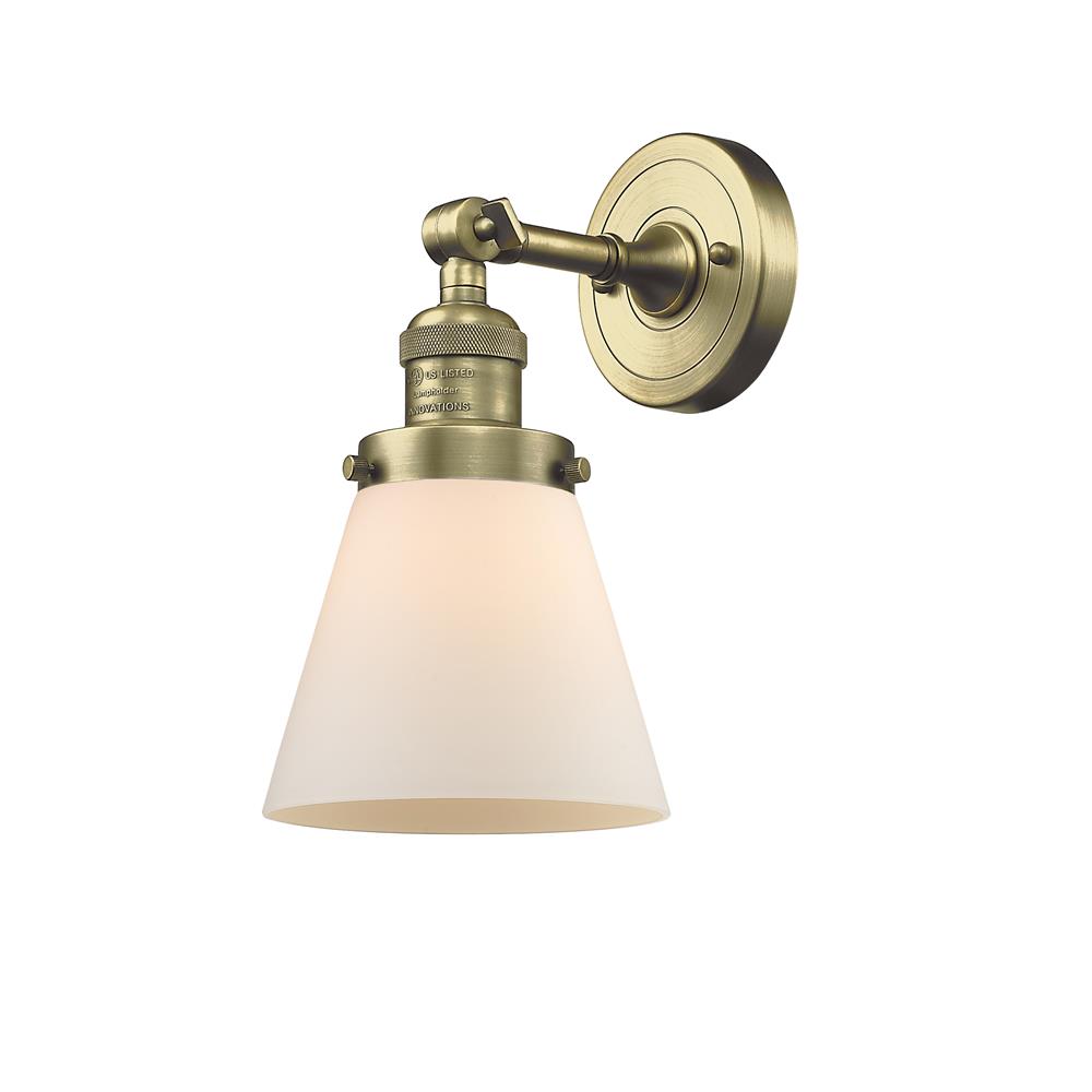 Innovations 203-AB-G61-LED 1 Light Vintage Dimmable LED Small Cone 6 inch Sconce