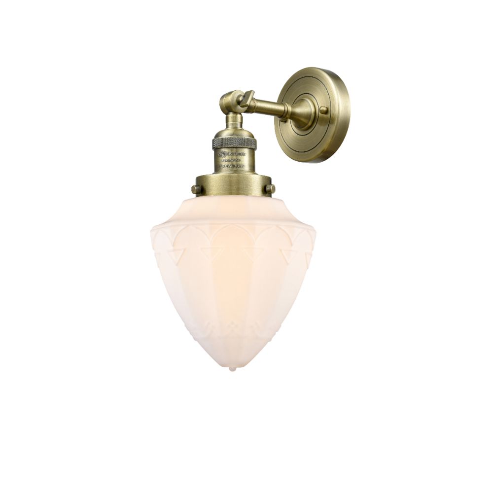 Innovations 203-AB-G661-7 Bullet Small 1 Light Sconce part of the Franklin Restoration Collection in Antique Brass