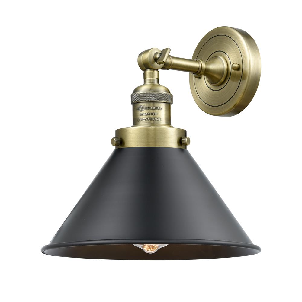 Innovations 203-AB-M10-BK-LED Briarcliff 1 Light Sconce part of the Franklin Restoration Collection in Antique Brass