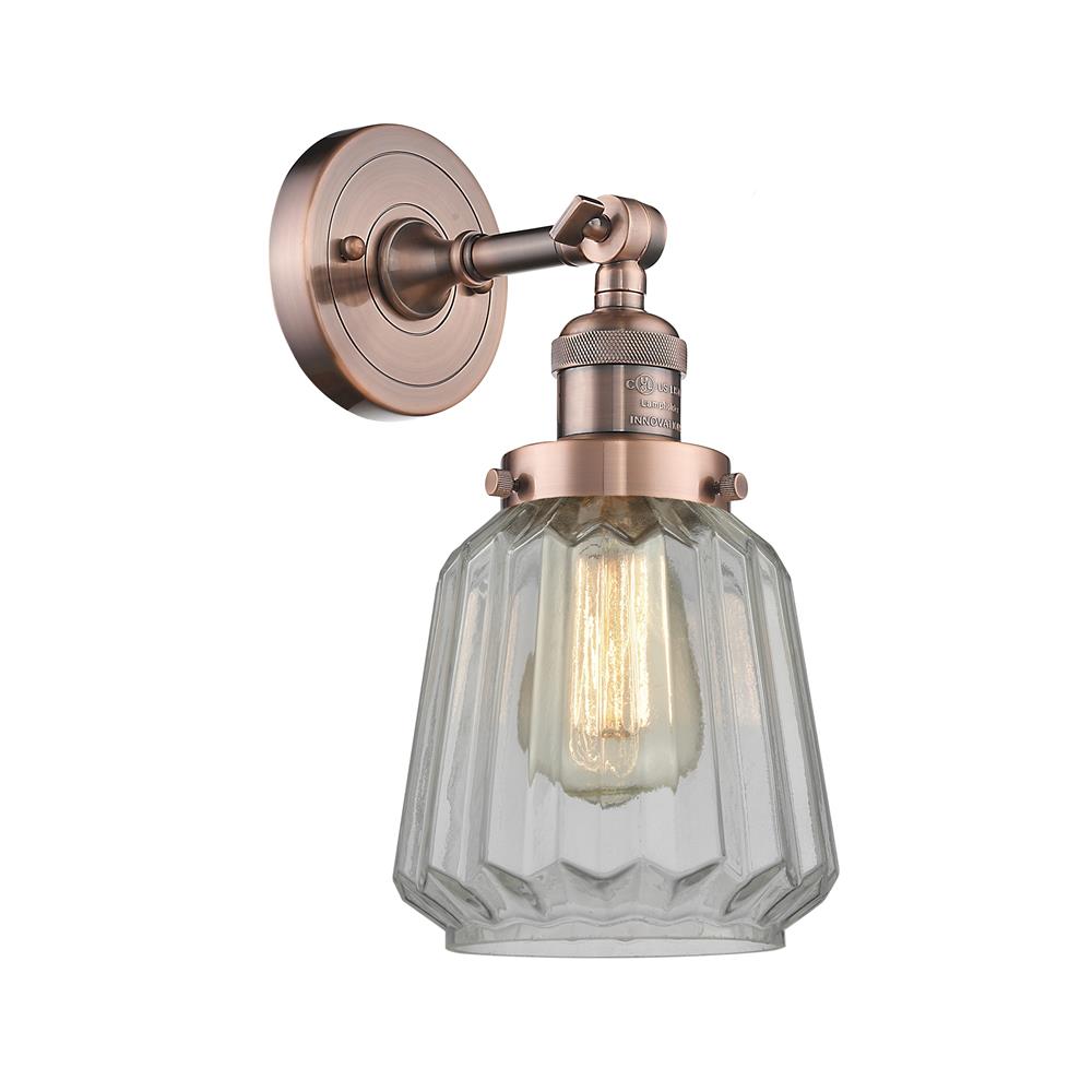 Innovations 203-AC-G142-LED 1 Light Vintage Dimmable LED Chatham 6 inch Sconce in Antique Copper