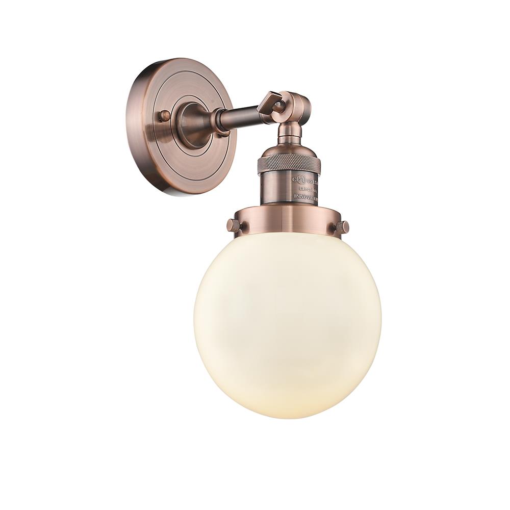 Innovations 203-AC-G201-6 1 Light Beacon 6 inch Sconce in Antique Copper