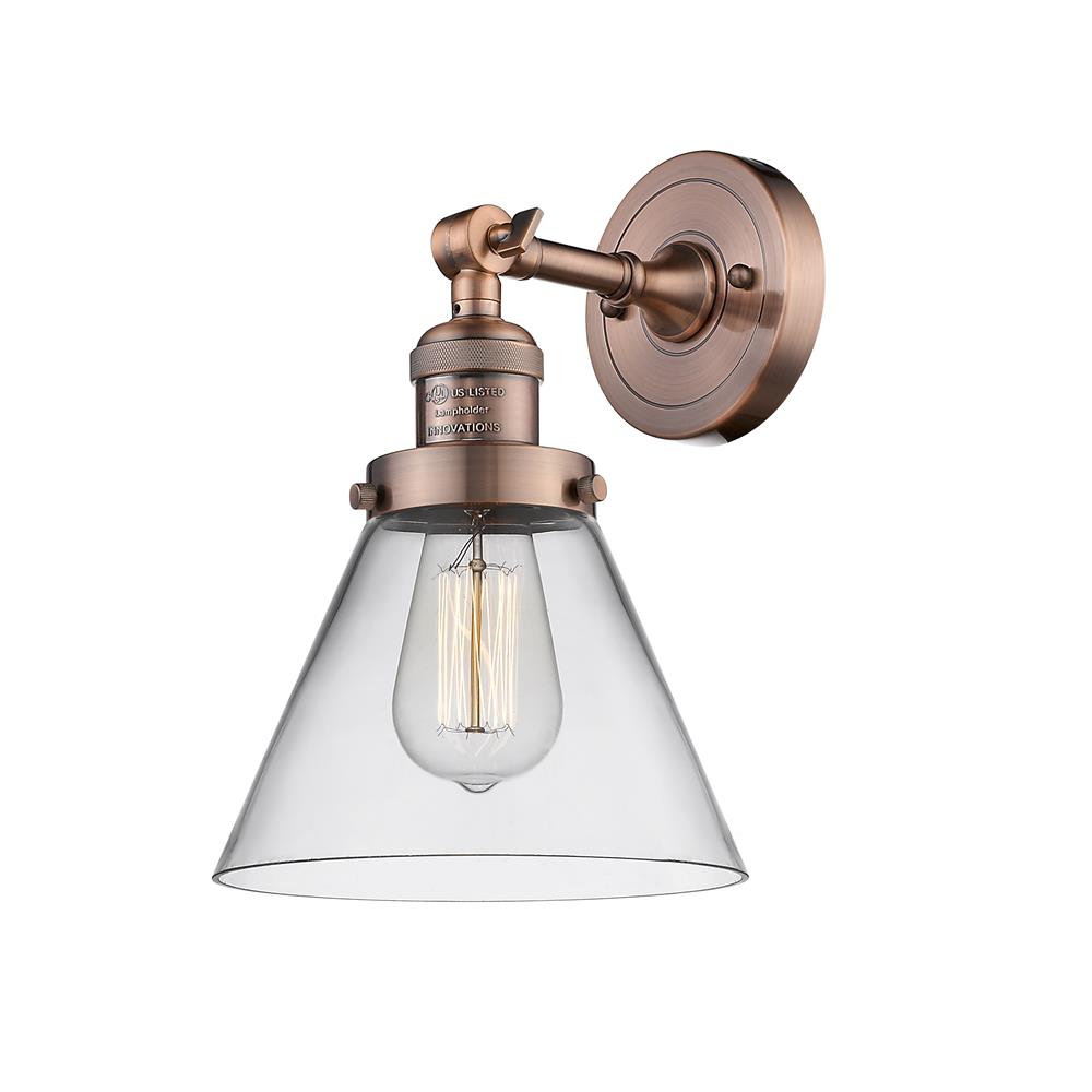Innovations 203-AC-G42-LED 1 Light Vintage Dimmable LED Large Cone 8 inch Sconce in Antique Copper
