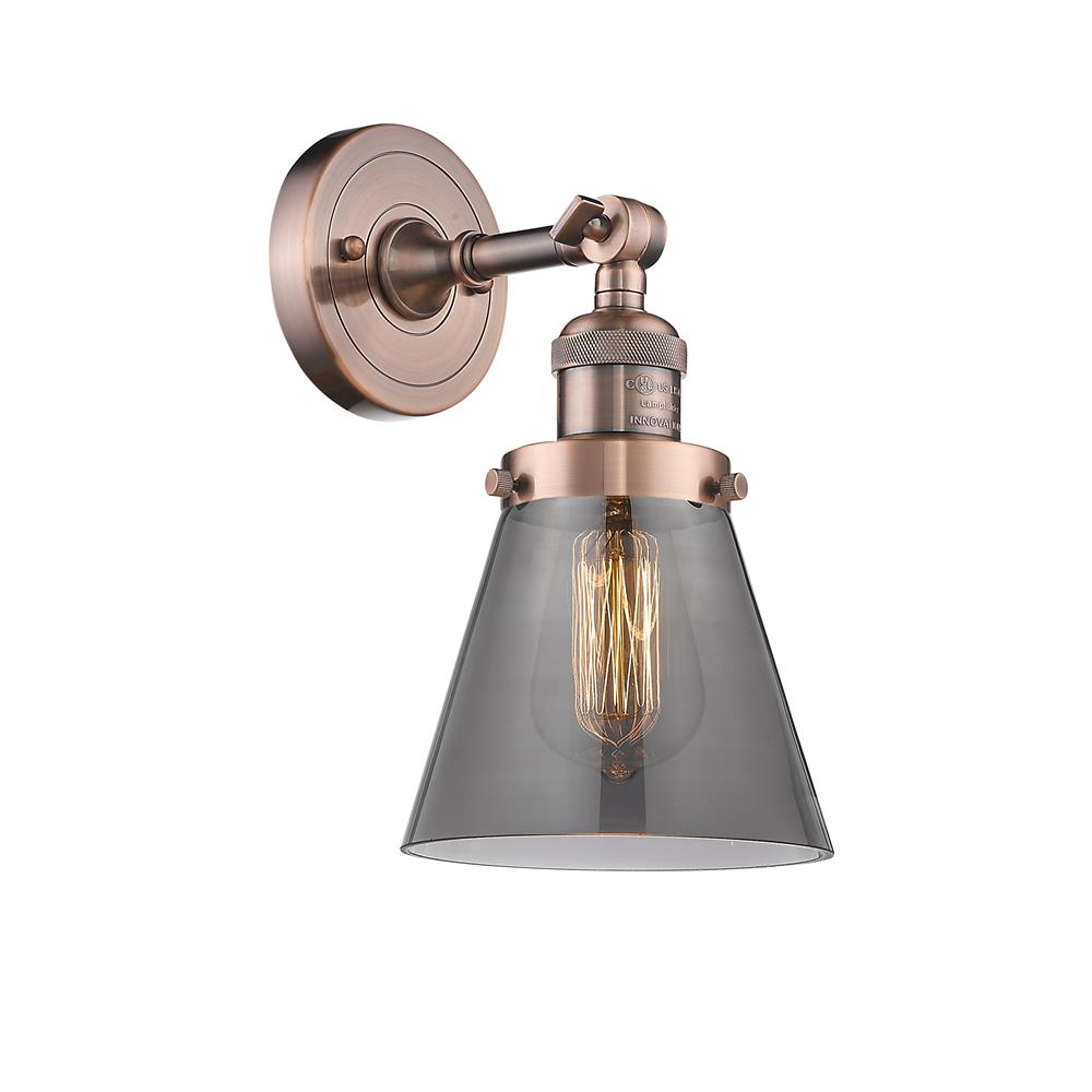 Innovations 203-AC-G63-LED 1 Light Vintage Dimmable LED Small Cone 6 inch Sconce in Antique Copper