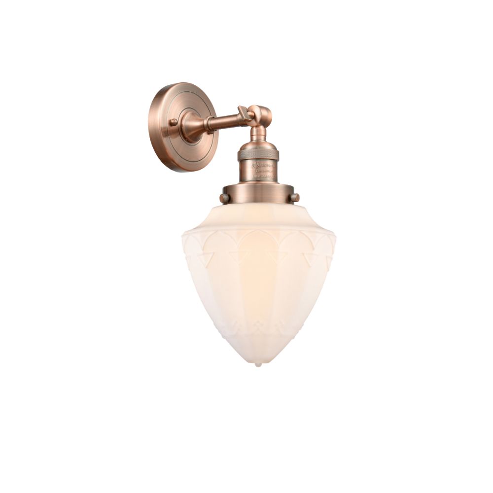 Innovations 203-AC-G661-7 Bullet Small 1 Light Sconce part of the Franklin Restoration Collection in Antique Copper