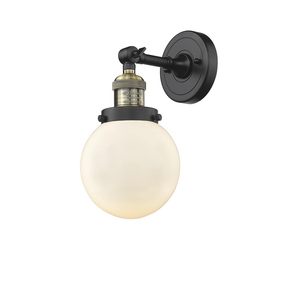 Innovations 203-BAB-G201-6 1 Light Beacon 6 inch Sconce in Black Antique Brass