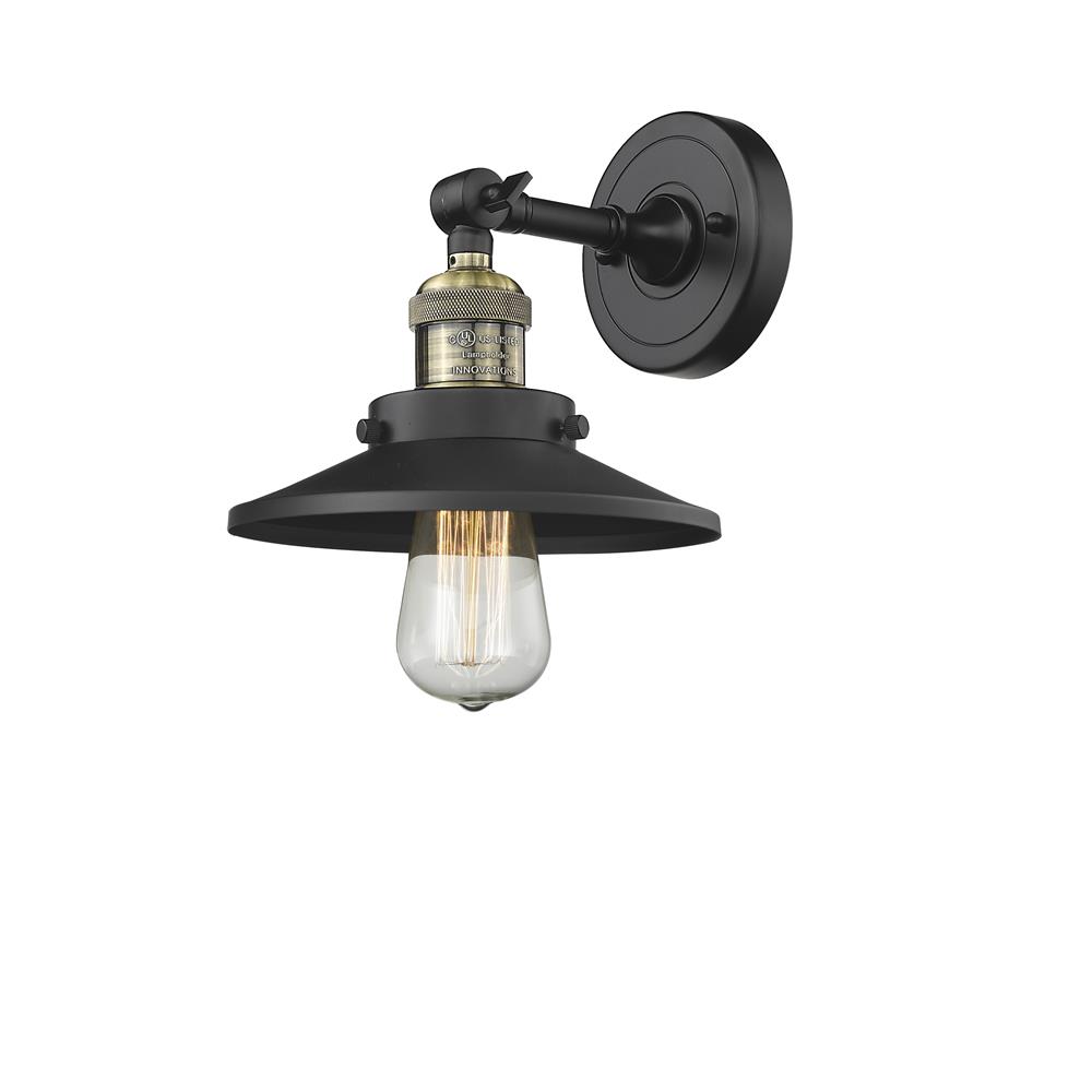 Innovations 203-BAB-M6-LED 1 Light Vintage Dimmable LED Railroad 8 inch Sconce in Black Antique Brass