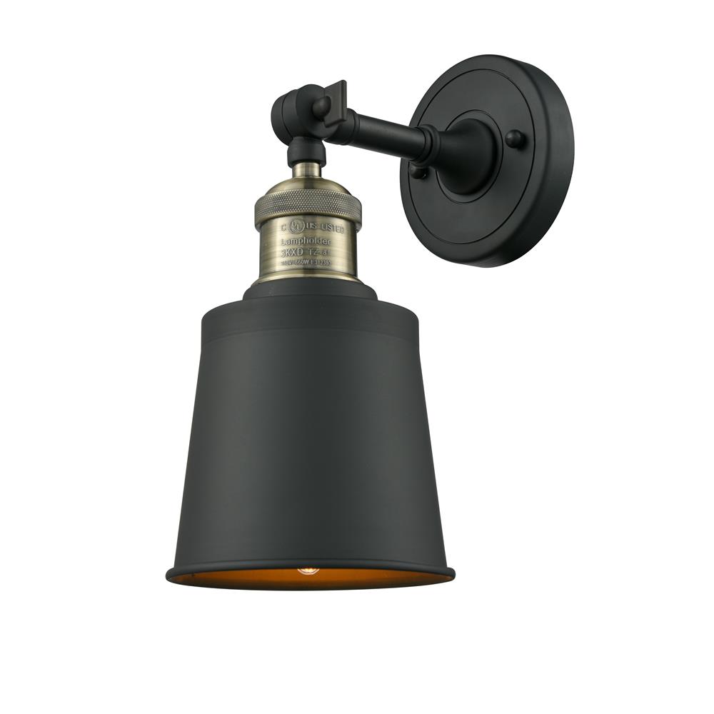 Innovations 203-BAB-M9-BK-LED Franklin Restoration Addison 1 Light Sconce in Black / Antique Brass