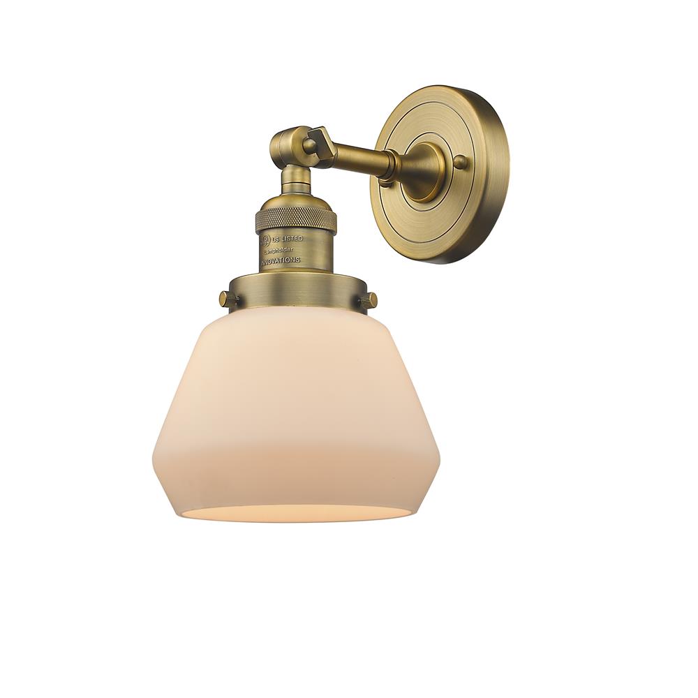 Innovations 203-BB-G171-LED 1 Light Vintage Dimmable LED Fulton 7 inch Sconce in Brushed Brass