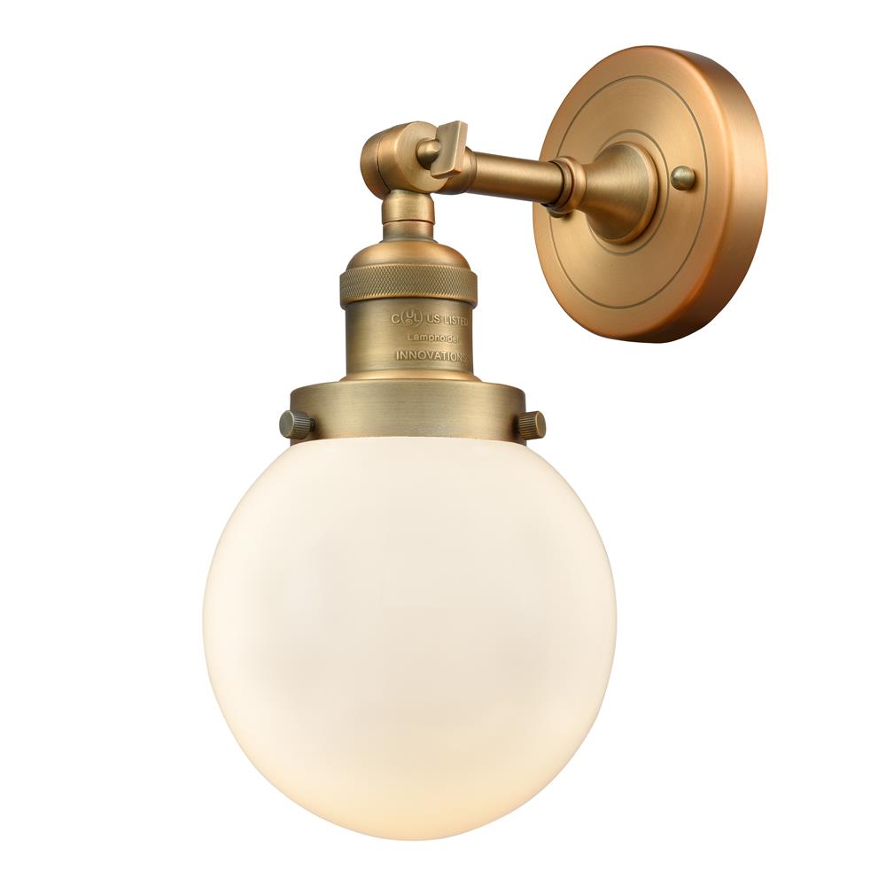 Innovations 203-BB-G201-6 1 Light Beacon 6 inch Sconce in Brushed Brass