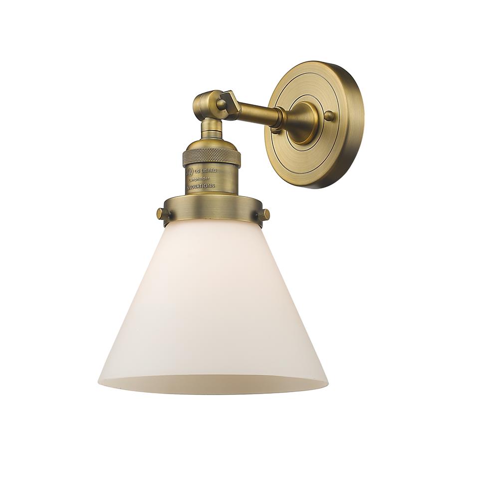 Innovations 203-BB-G41-LED 1 Light Vintage Dimmable LED Large Cone 8 inch Sconce in Brushed Brass