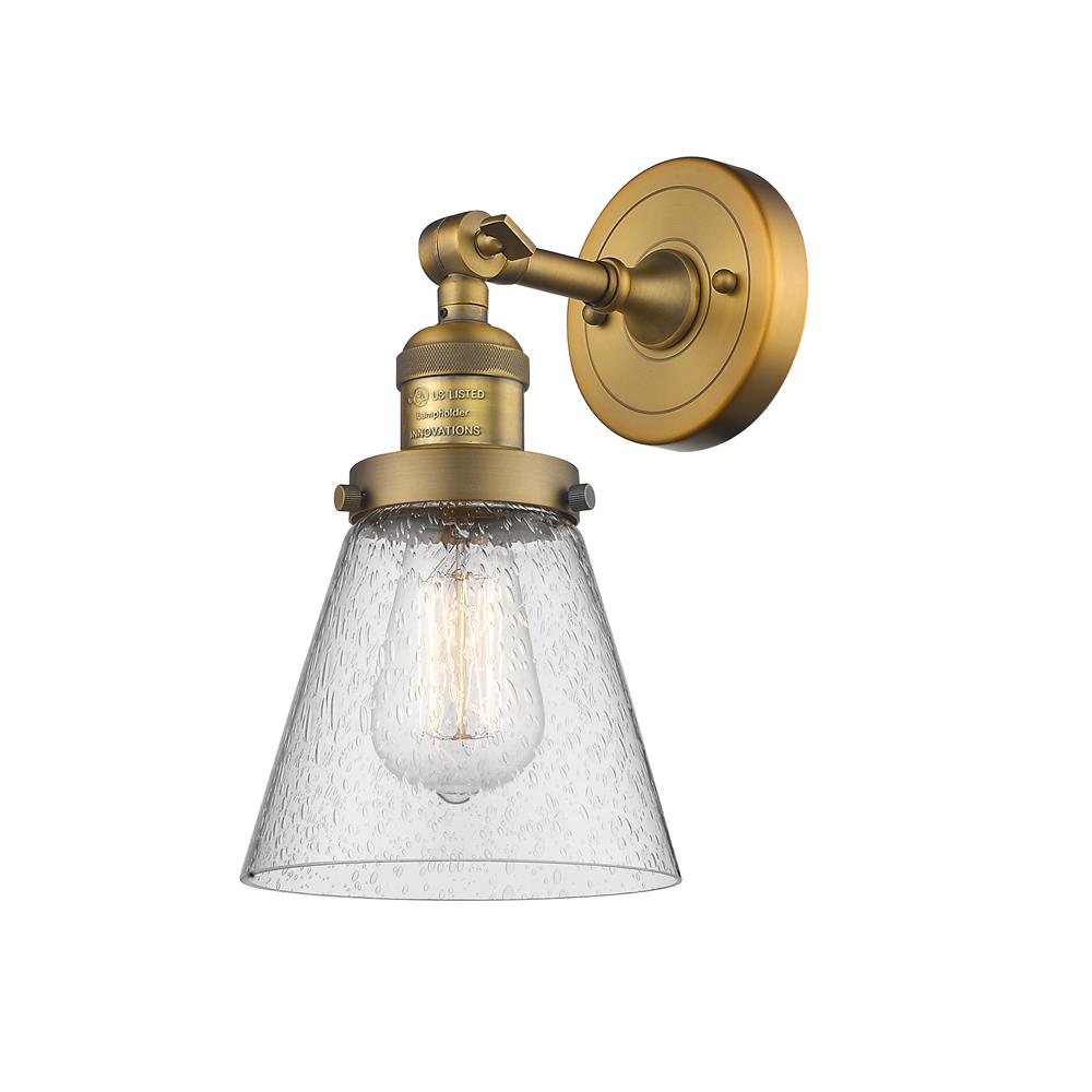 Innovations 203-BB-G64-LED 1 Light Vintage Dimmable LED Small Cone 6 inch Sconce in Brushed Brass