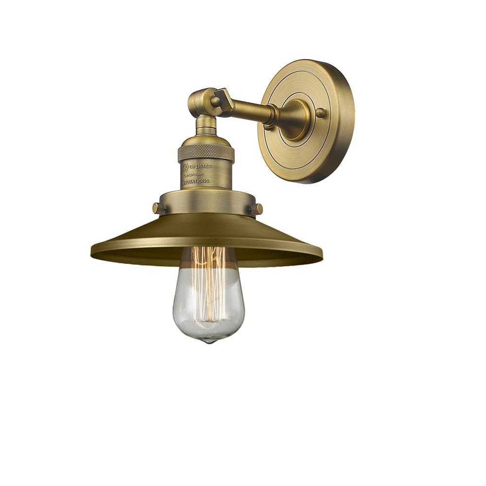 Innovations 203-BB-M4-LED 1 Light Vintage Dimmable LED Railroad 8 inch Sconce in Brushed Brass