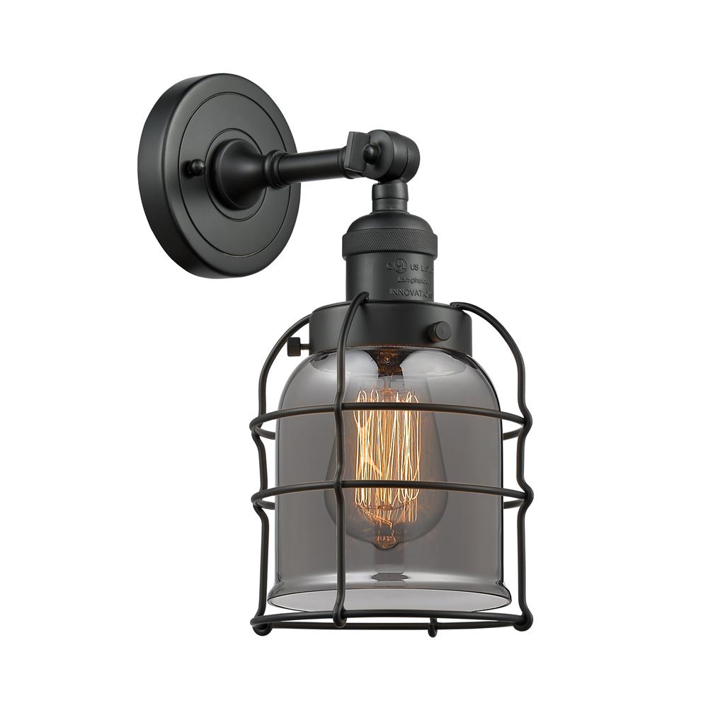 Innovations 203-BK-G53-CE-LED Franklin Restoration Small Bell Cage 1 Light Sconce in Matte Black