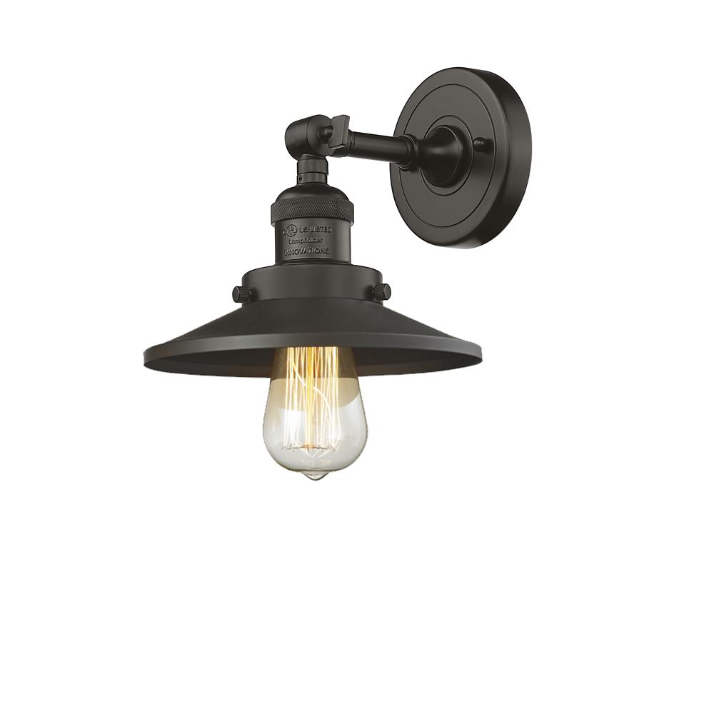 Innovations 203-OB-M5-LED 1 Light Vintage Dimmable LED Railroad 8 inch Sconce in Oil Rubbed Bronze