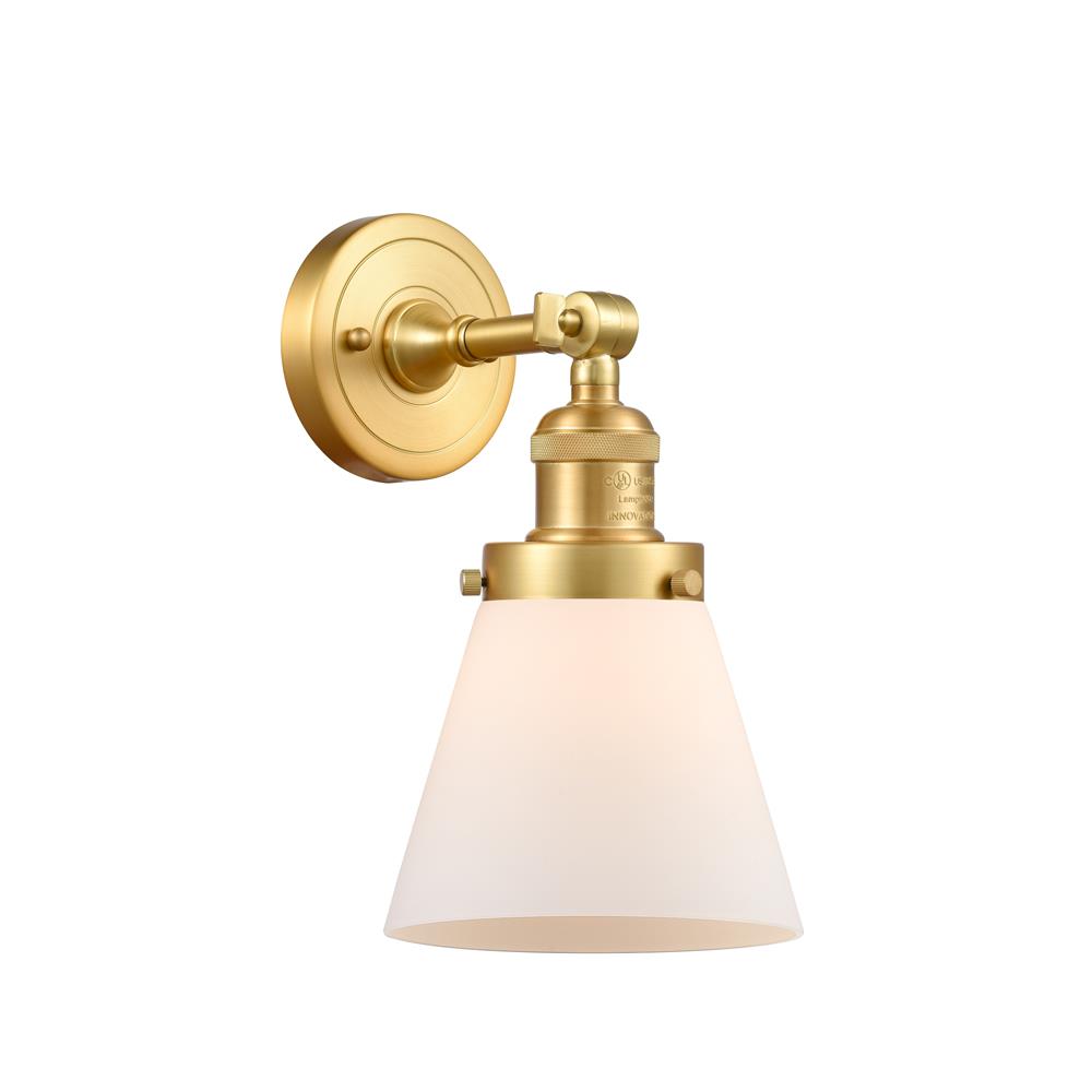Innovations 203-SG-G61 Satin Gold Small Cone 1 Light Sconce