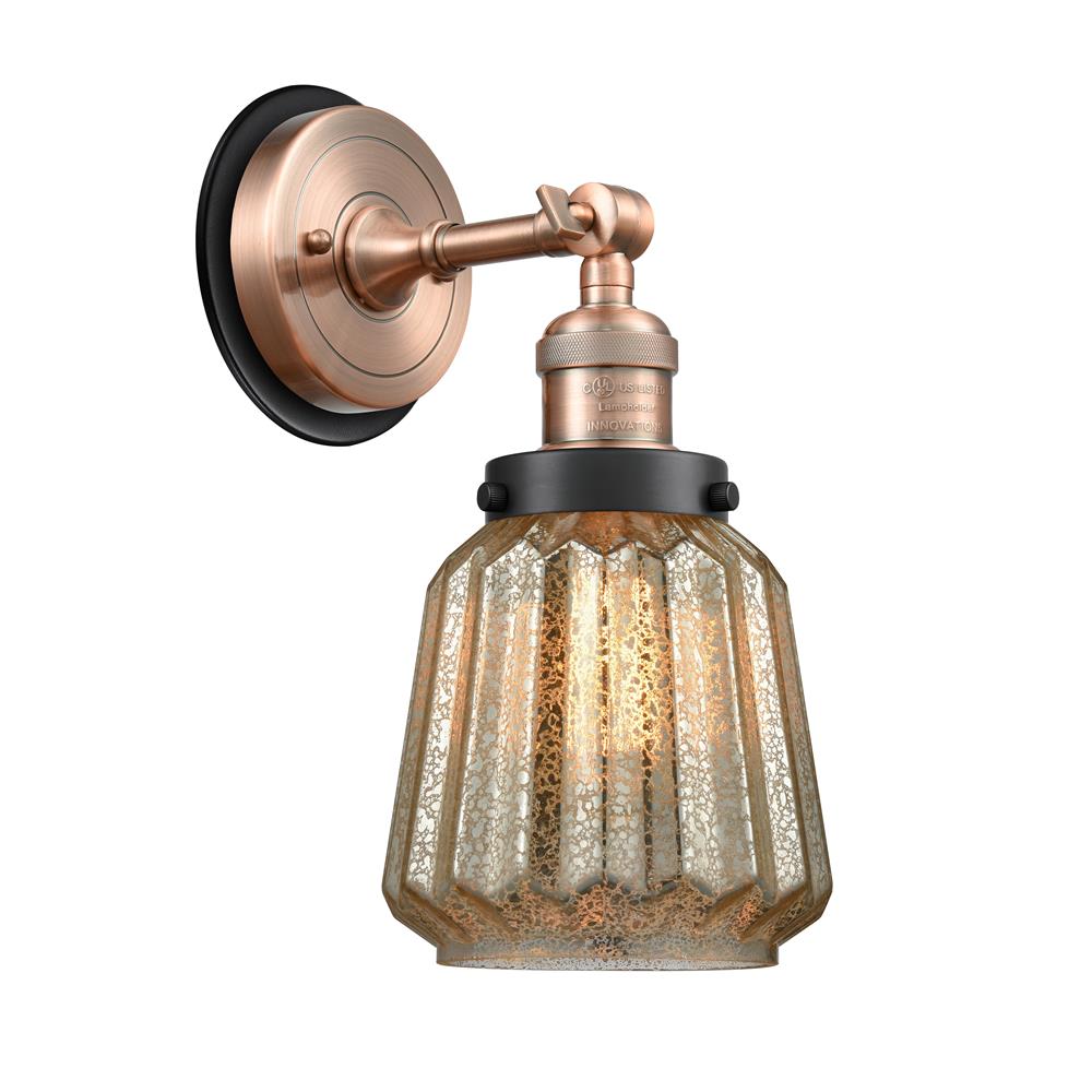 Innovations 203AC-BPBK-HRBK-G146 Chatham 1 Light Mixed Metals Sconce in Antique Copper