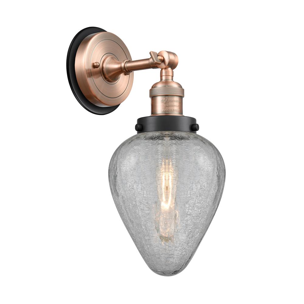 Innovations 203AC-BPBK-HRBK-G165 Geneseo 1 Light Mixed Metals Sconce in Antique Copper