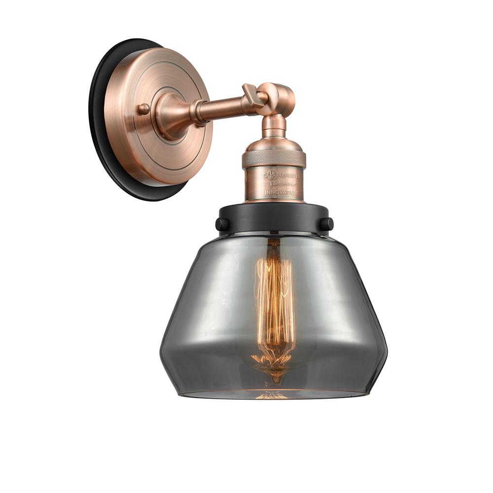 Innovations 203AC-BPBK-HRBK-G173 Fulton 1 Light Mixed Metals Sconce in Antique Copper