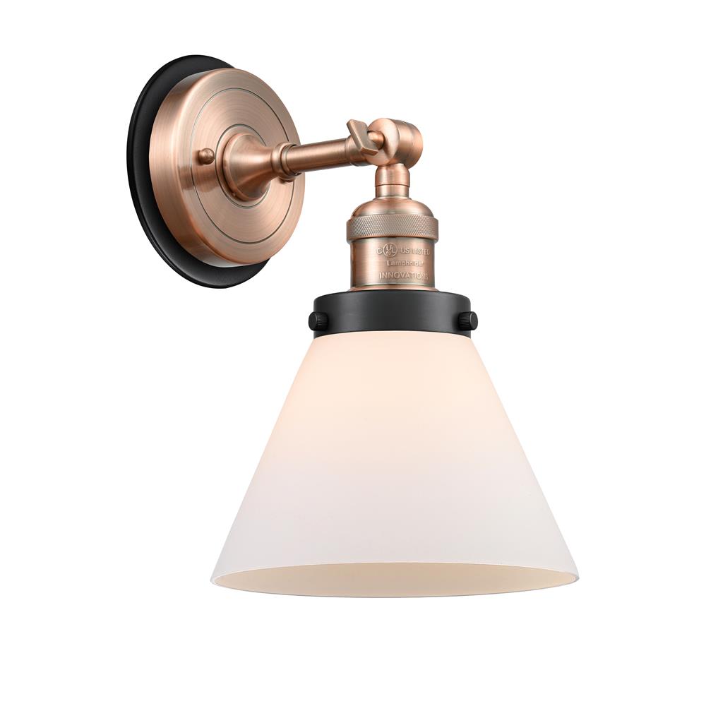 Innovations 203AC-BPBK-HRBK-G41 Large Cone 1 Light Mixed Metals Sconce in Antique Copper