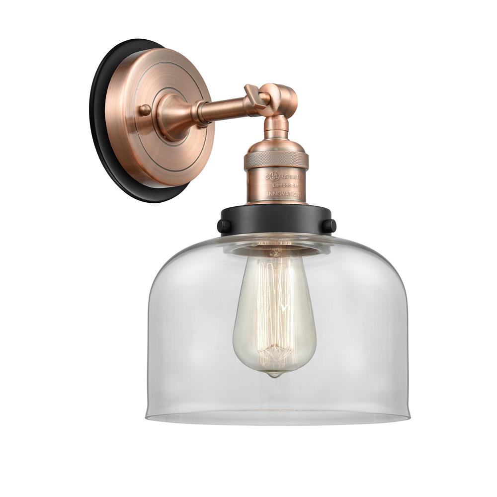 Innovations 203AC-BPBK-HRBK-G72 Large Bell 1 Light Mixed Metals Sconce in Antique Copper