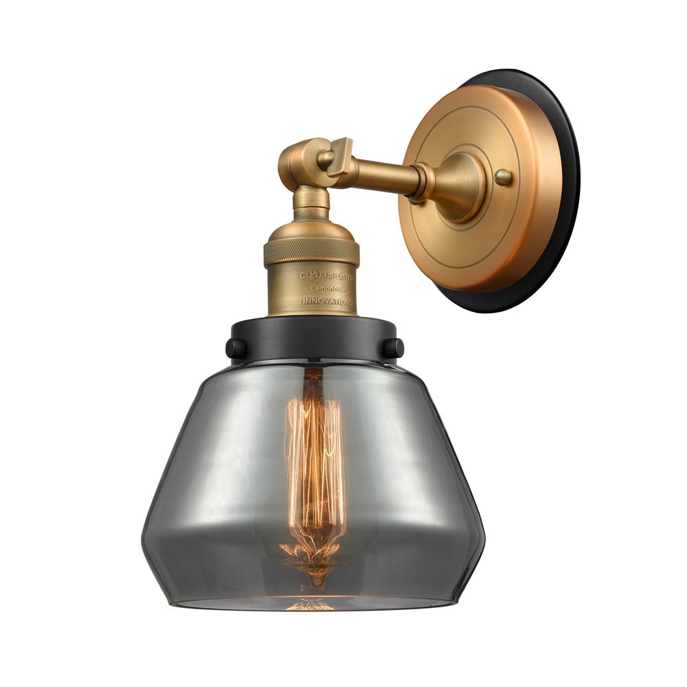 Innovations 203BB-BPBK-HRBK-G173 Fulton 1 Light Mixed Metals Sconce in Brushed Brass