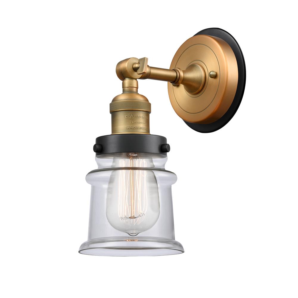 Innovations 203BB-BPBK-HRBK-G182S Small Canton 1 Light Mixed Metals Sconce in Brushed Brass