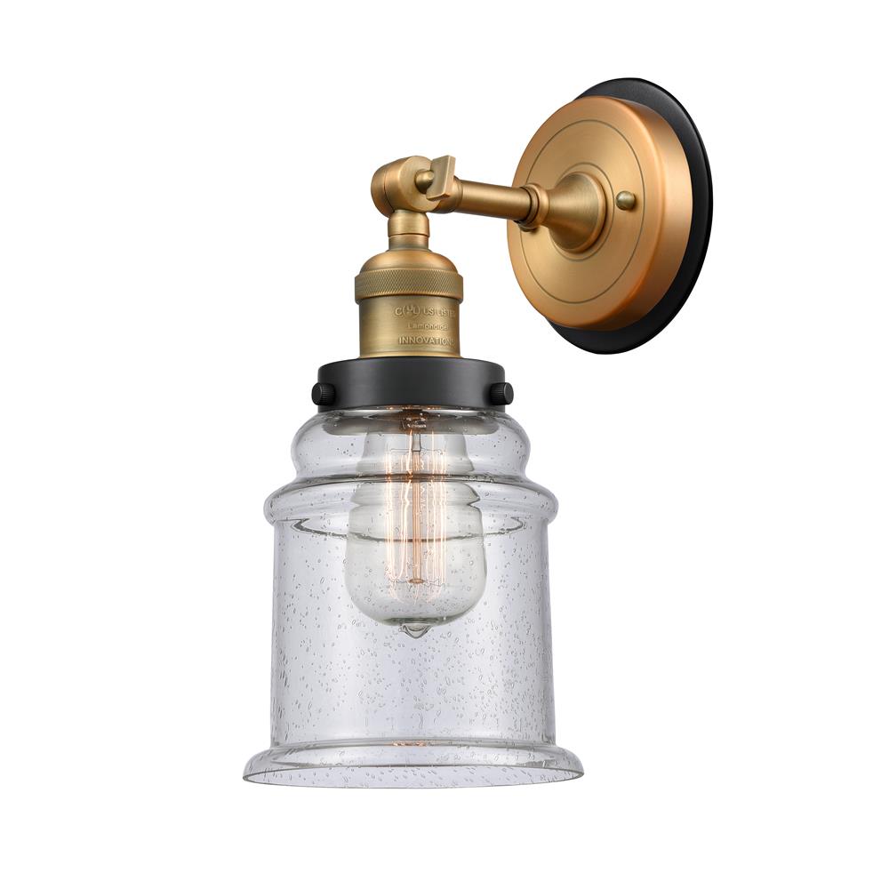 Innovations 203BB-BPBK-HRBK-G184 Canton 1 Light Mixed Metals Sconce in Brushed Brass