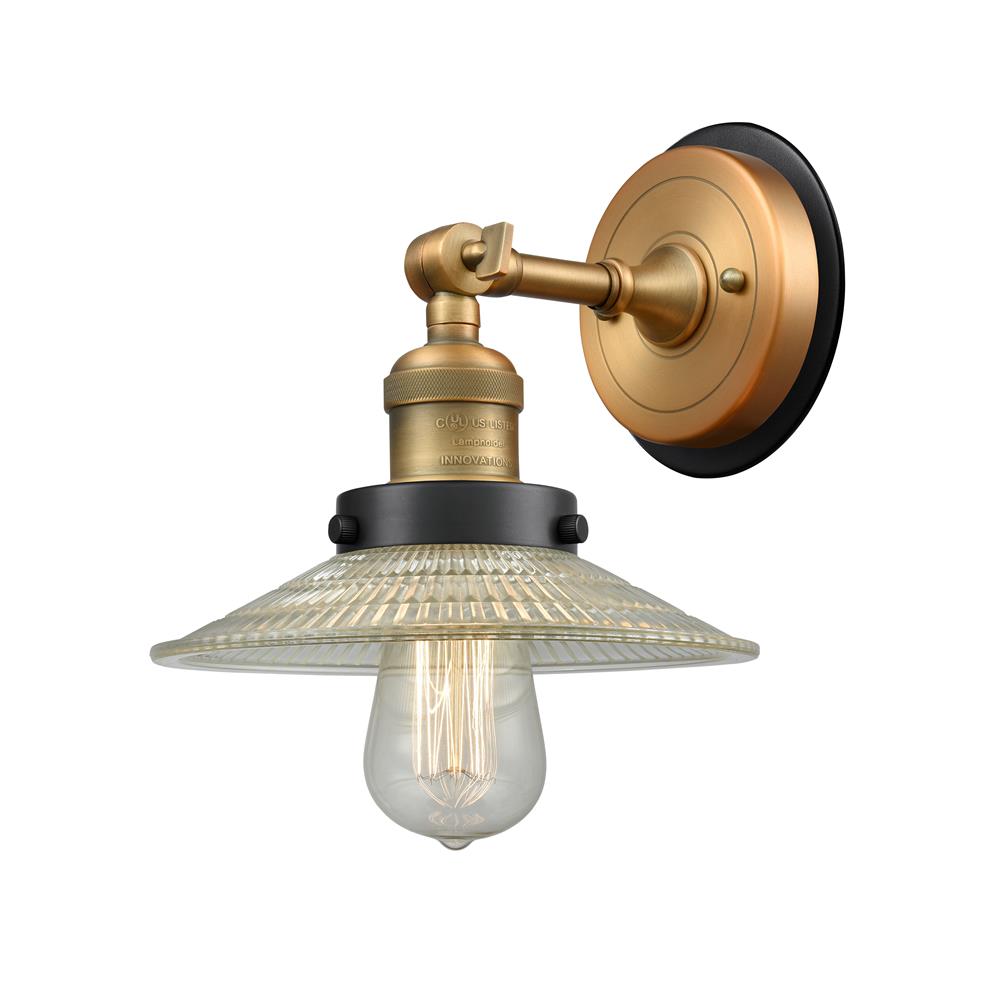 Innovations 203BB-BPBK-HRBK-G2 Halophane 1 Light Mixed Metals Sconce in Brushed Brass