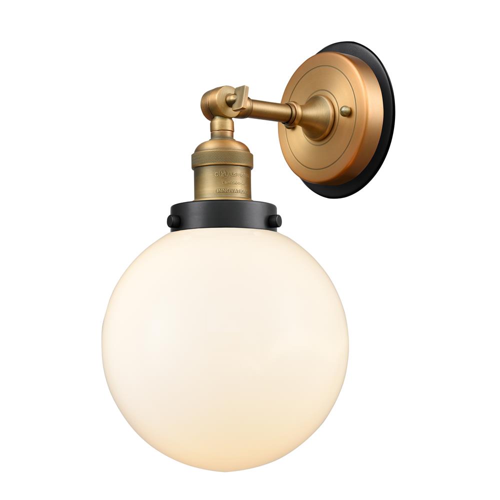 Innovations 203BB-BPBK-HRBK-G201-8 Large Beacon 1 Light Mixed Metals Sconce in Brushed Brass