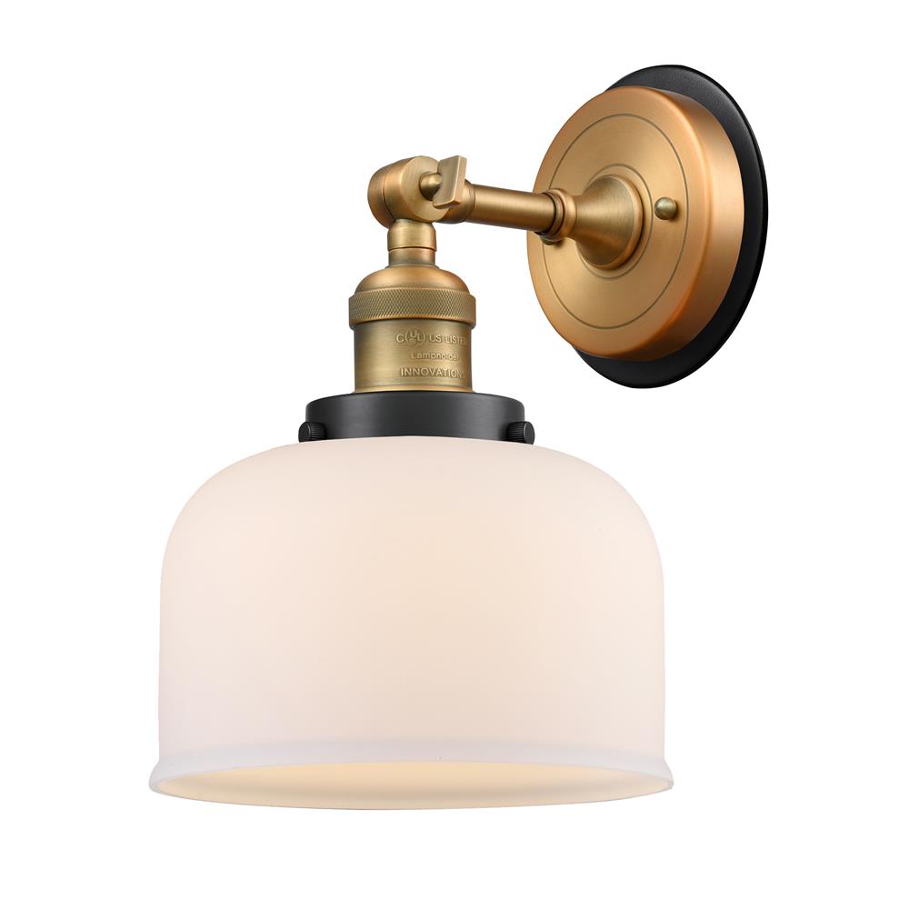 Innovations 203BB-BPBK-HRBK-G71 Large Bell 1 Light Mixed Metals Sconce in Brushed Brass