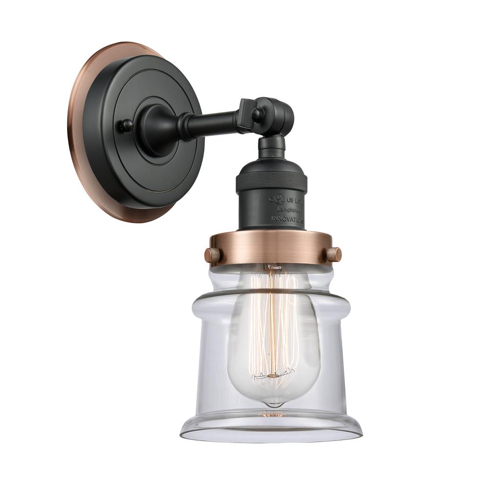 Innovations 203BK-BPAC-HRAC-G182S Small Canton 1 Light Mixed Metals Sconce in Matte Black