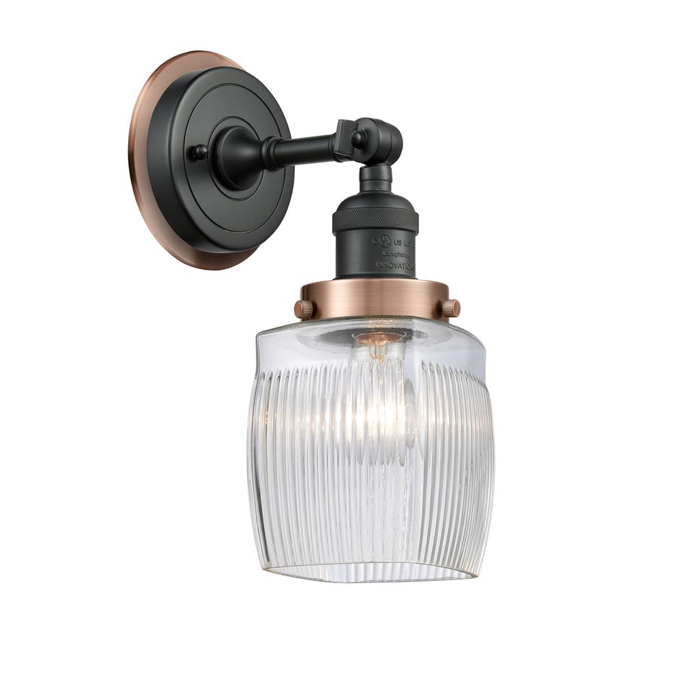 Innovations 203BK-BPAC-HRAC-G302 Colton 1 Light Mixed Metals Sconce in Matte Black