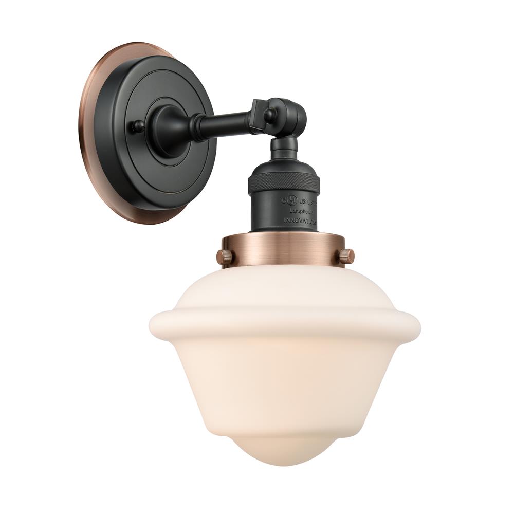 Innovations 203BK-BPAC-HRAC-G531 Small Oxford 1 Light Mixed Metals Sconce in Matte Black